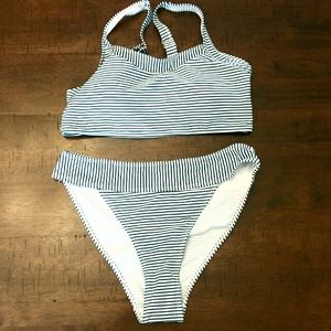 Beachsissi Blue and White Striped Bikini